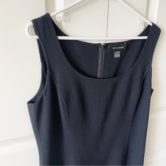 St John Black Wool Sleeveless Sheath Dress Size 8 - Picture 5 of 11